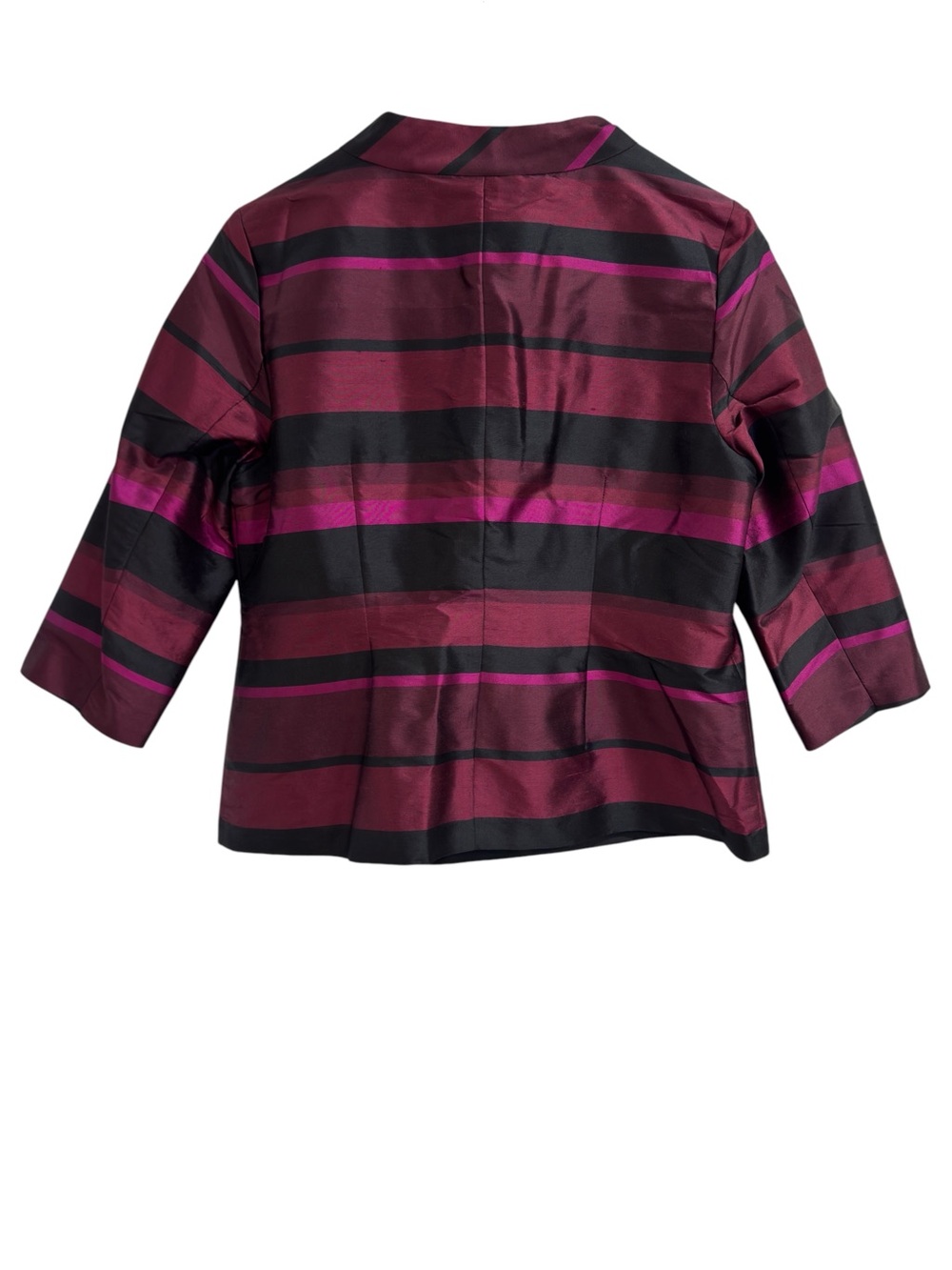 Talbots Petite Size 8P Duponi 100% Silk Blouse Top Striped Jeweled Buttons - Picture 4 of 9
